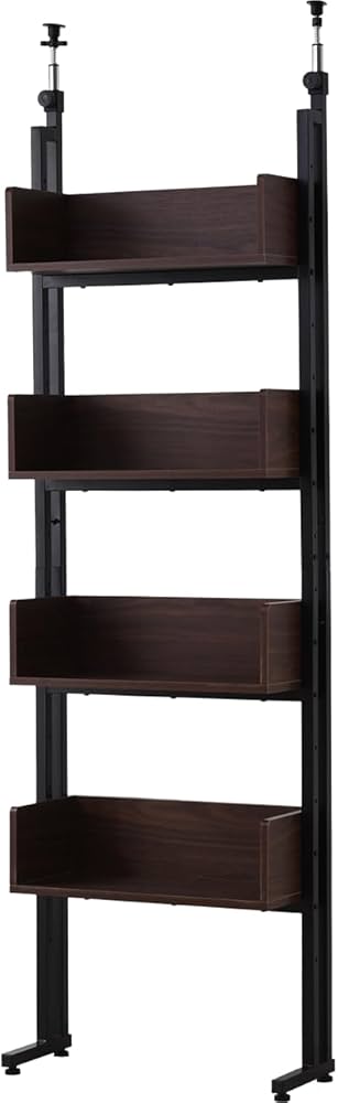 ♡ 突っ張り壁面収納ラック 幅60cm ダークブラウン [8151] 突っ張り 壁面収納ラック 幅60cm 棚板3枚 日本製 （ つっぱり棚